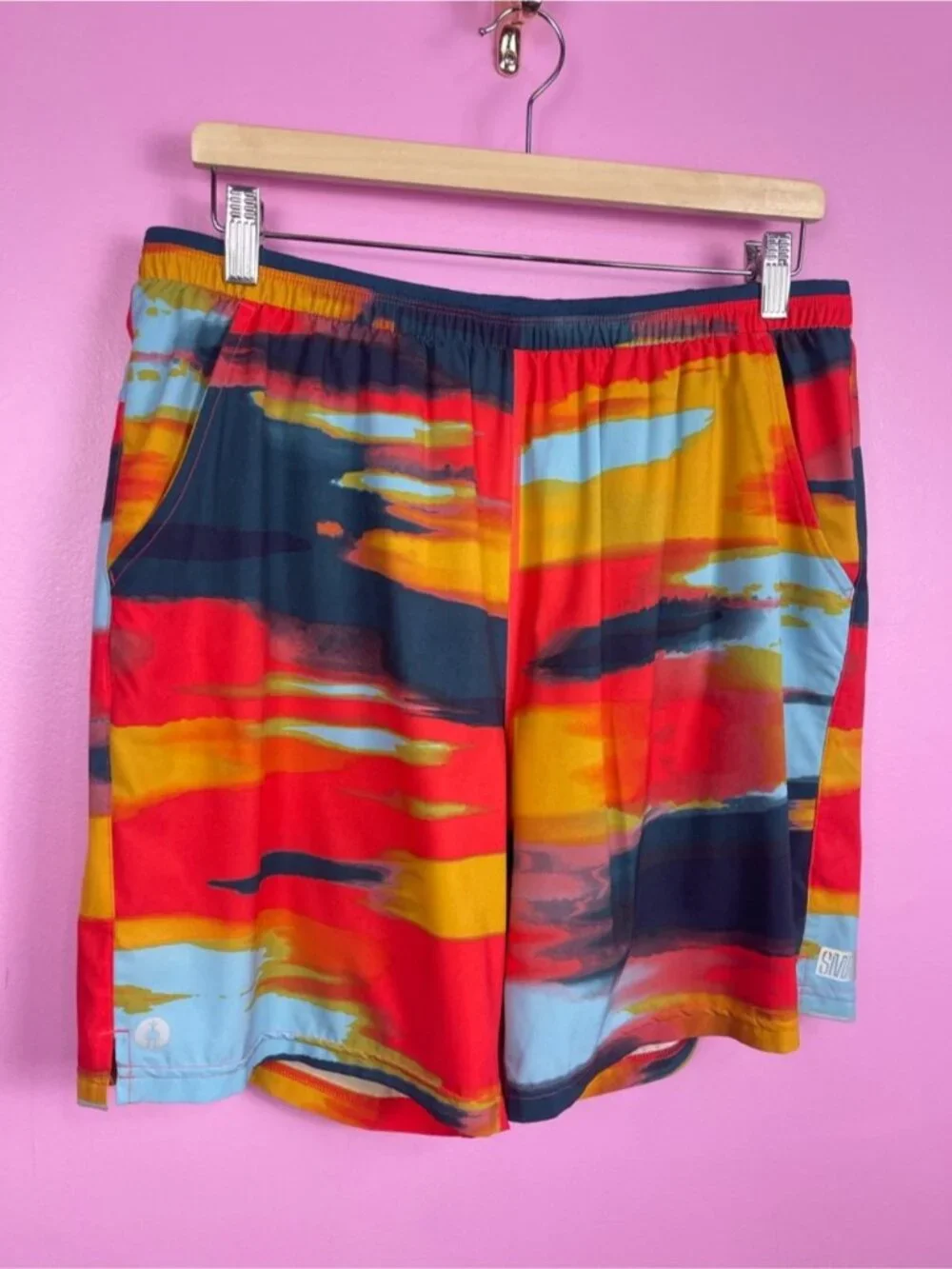 Smartwool Active Lined 5” Shorts Carnival Horizon Print Merino Liner Men’s Large